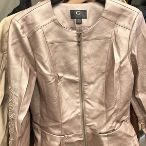 Gallery light cream women’s leather jacket M